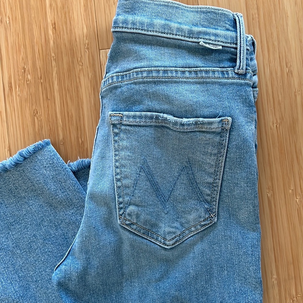 MOTHER mid rise dazzler ankle fray